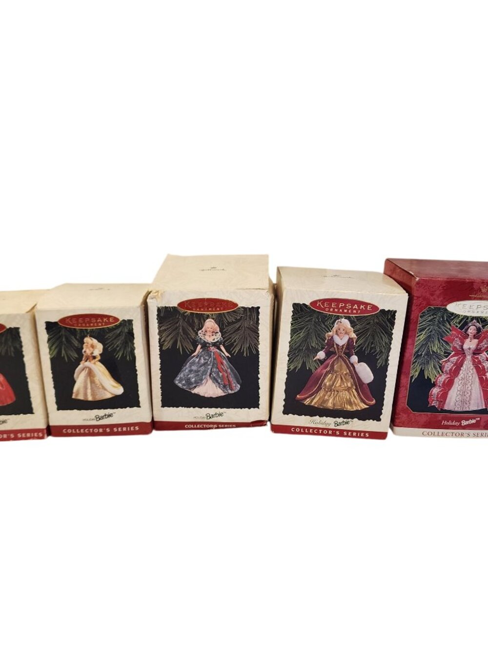 Vintage 1990's Hallmark Barbie Ornaments Numbers 1 thru 5
